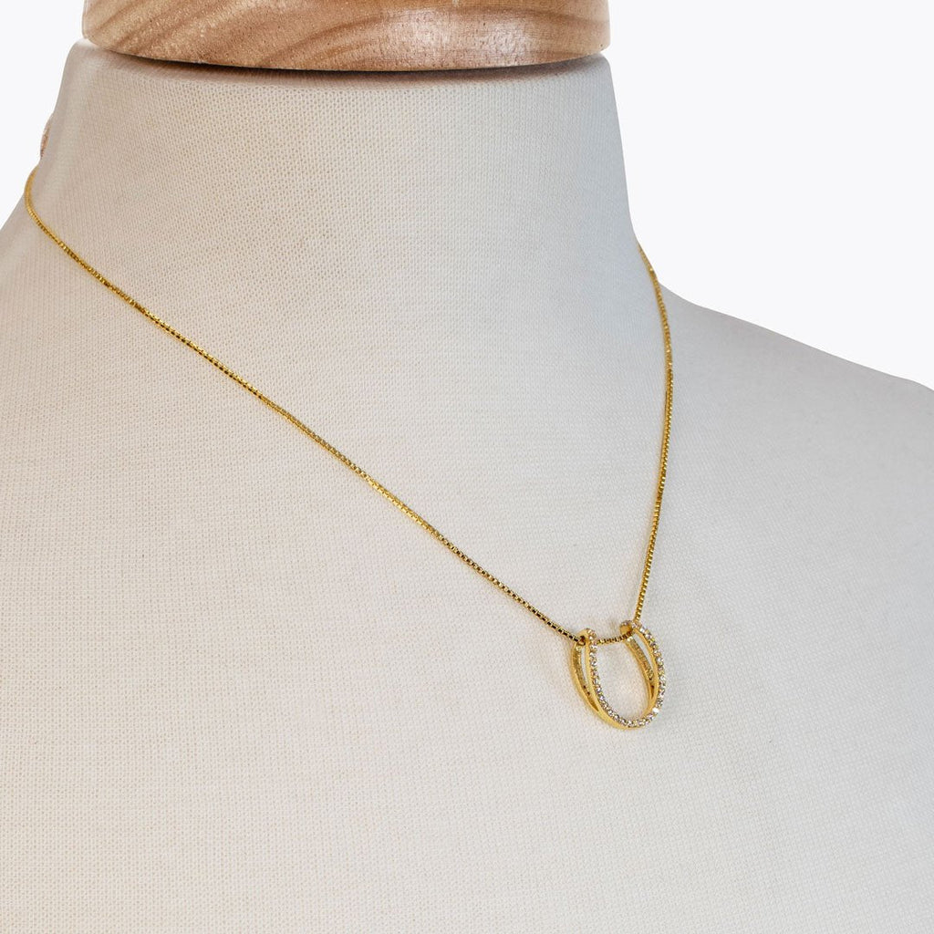Levade -Moissanite Horseshoe Equestrian Necklace in Gold