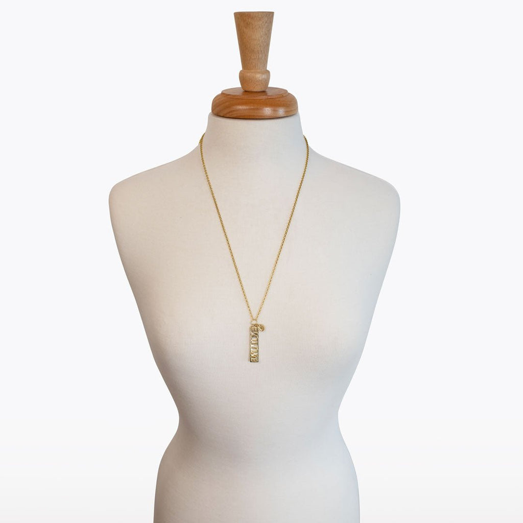 Love - Horseshoe Coin Dog Tag Necklace in Gold