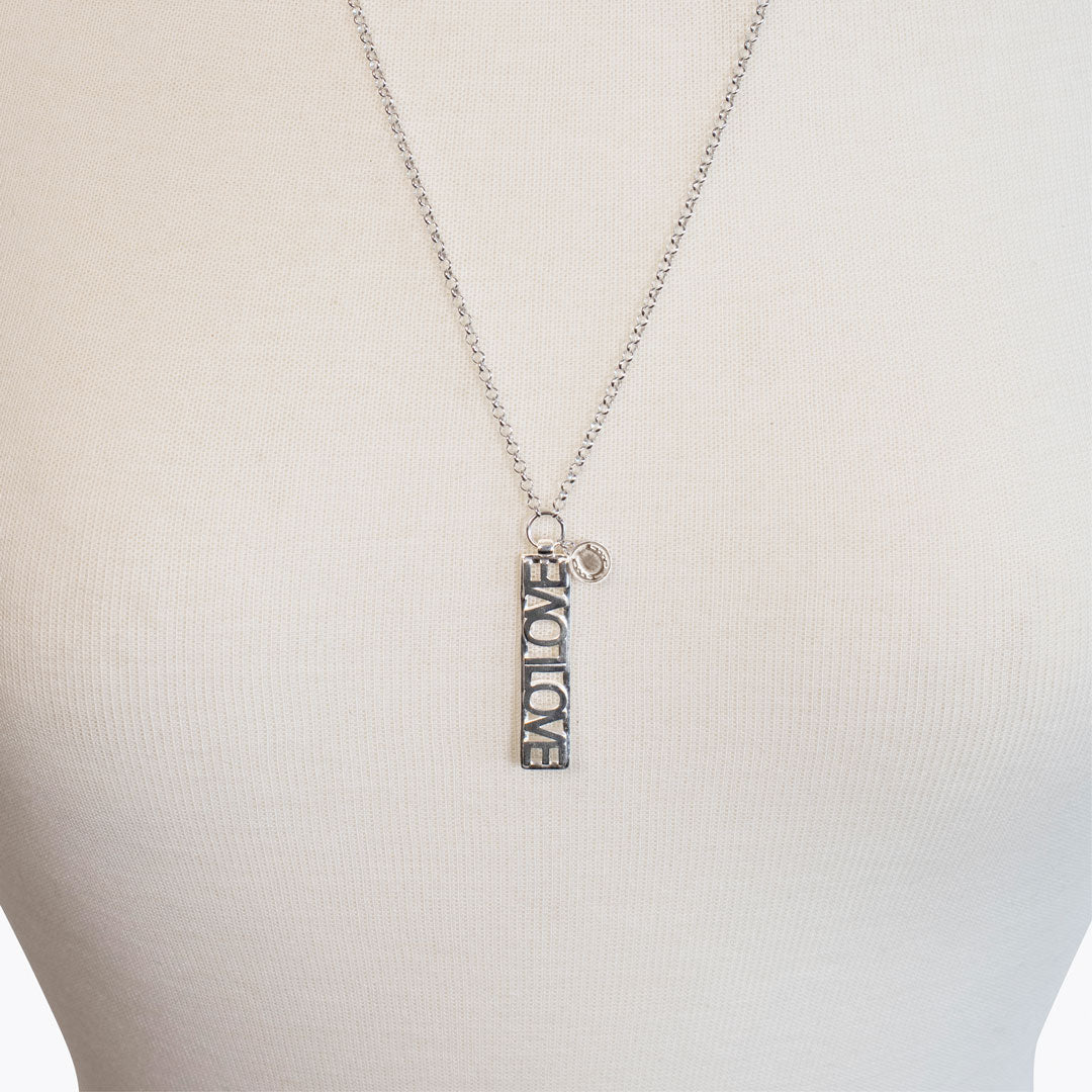 Love - Horseshoe Coin Dog Tag Necklace in Silver