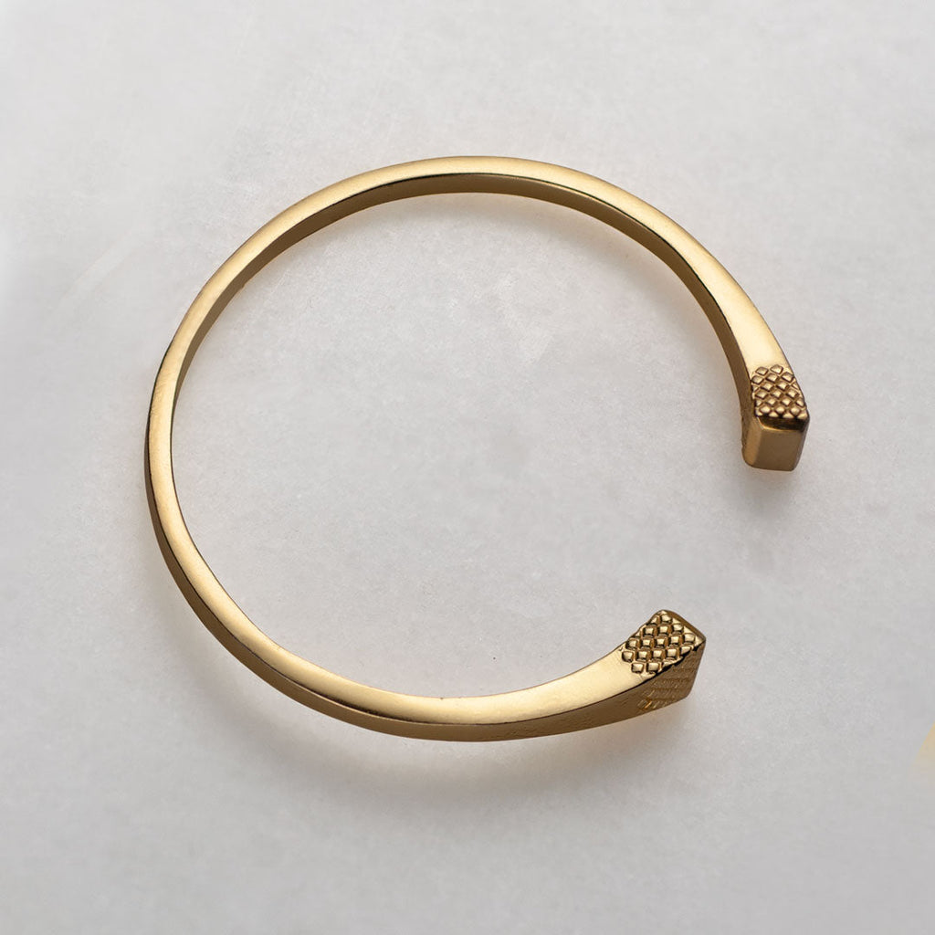 Lucky Nail - Blacksmith Horseshoe Cuff Bracelet in Gold