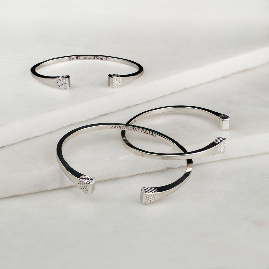 Lucky Nail - Blacksmith Horseshoe Cuff Bracelet in Silver