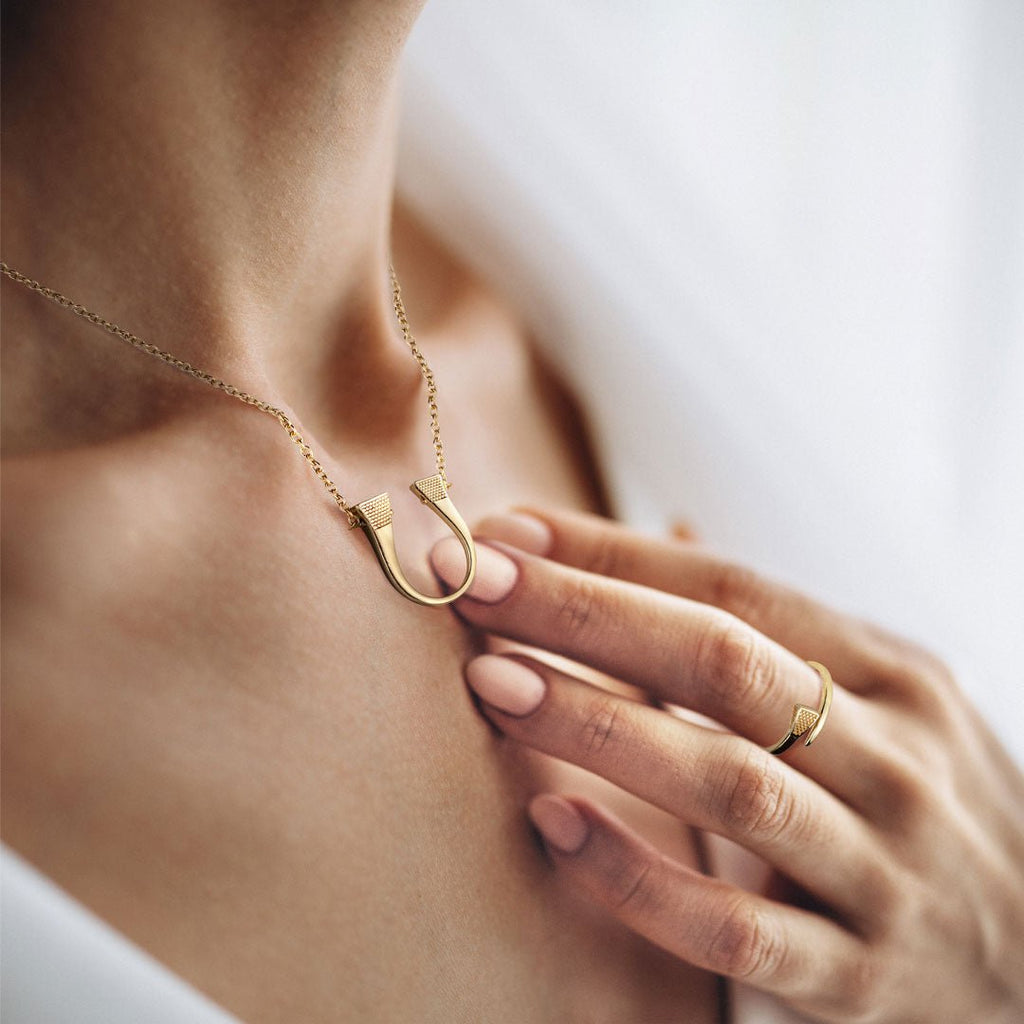 Lucky Nail - Horseshoe Nail Equestrian Necklace in Gold