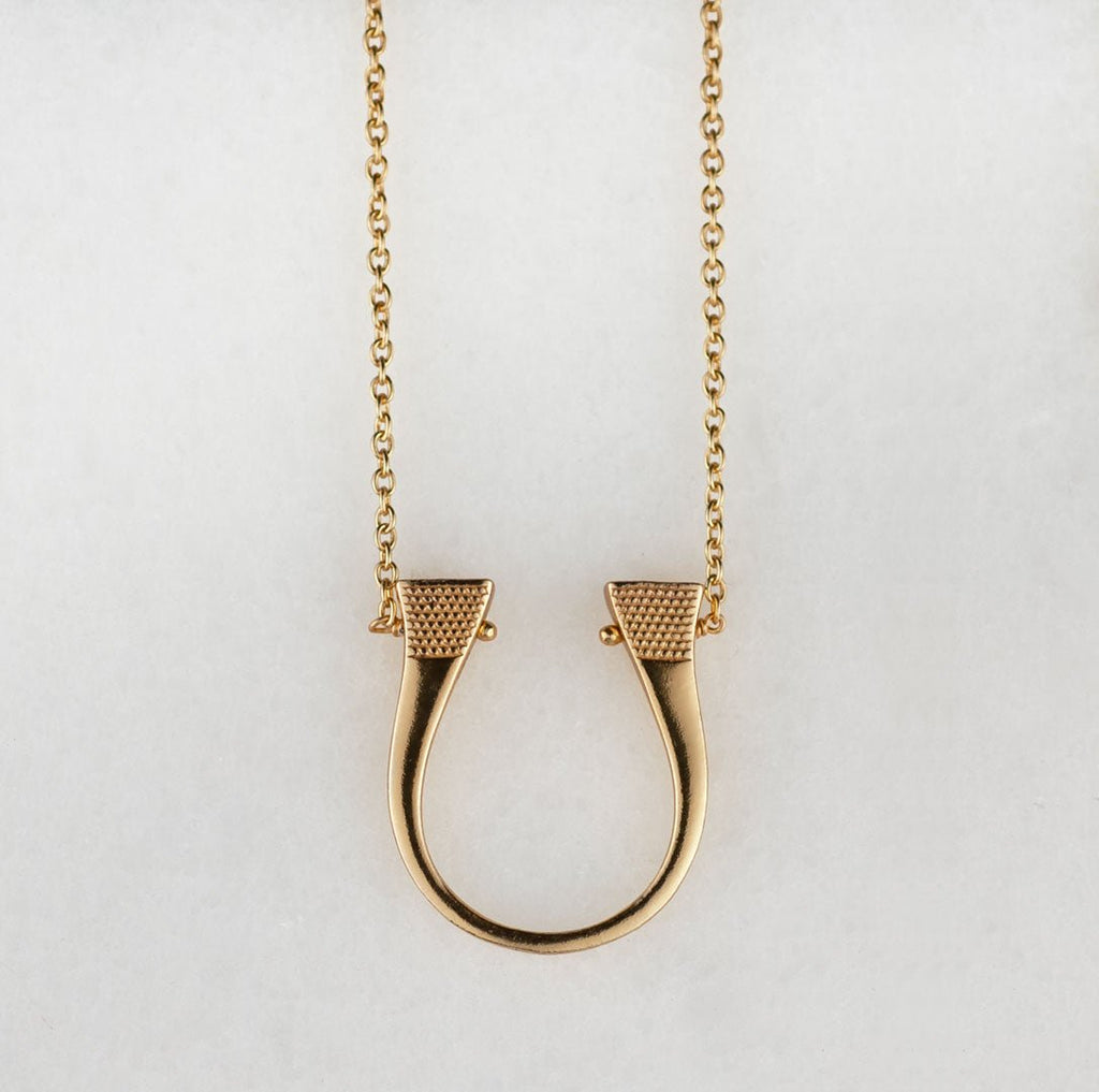 Lucky Nail - Horseshoe Nail Equestrian Necklace in Gold