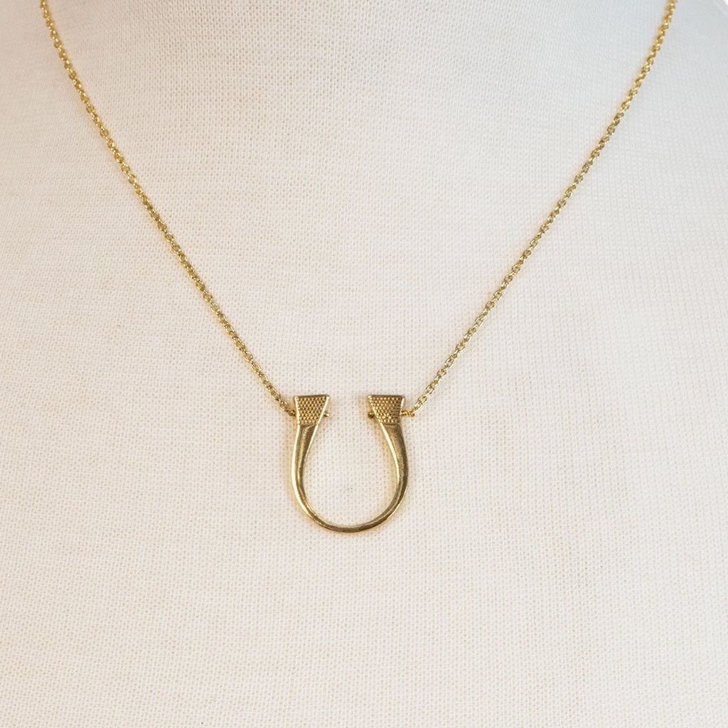 Lucky Nail - Horseshoe Nail Equestrian Necklace in Gold
