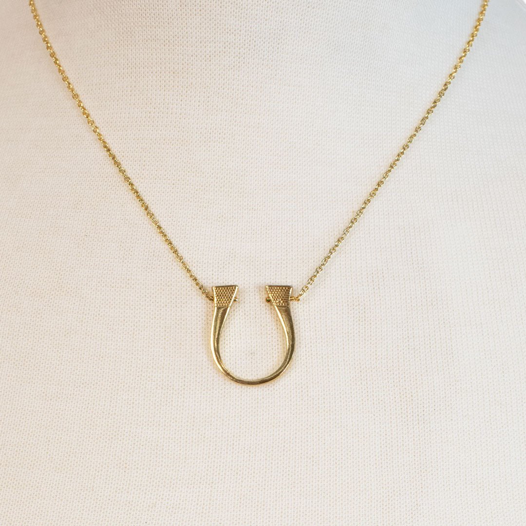 Lucky Nail - Horseshoe Nail Equestrian Necklace in Gold