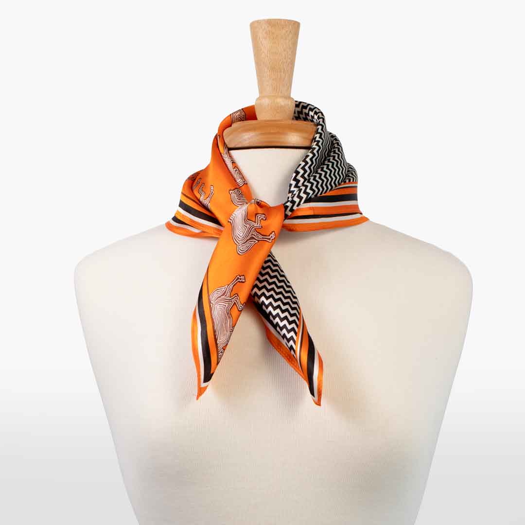 Manon - Stylized Equestrian Scarf in Tangerine