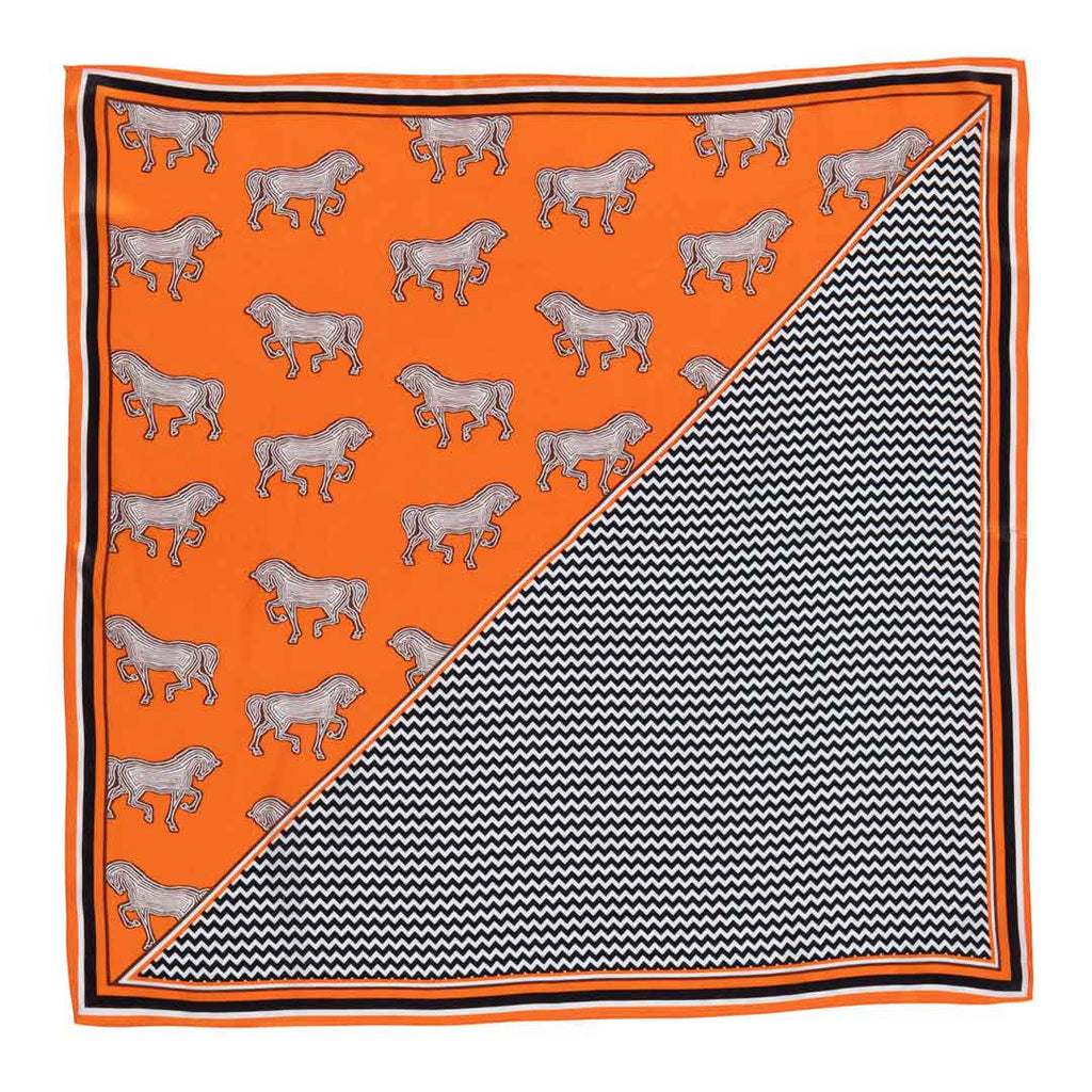 Manon - Stylized Equestrian Scarf in Tangerine