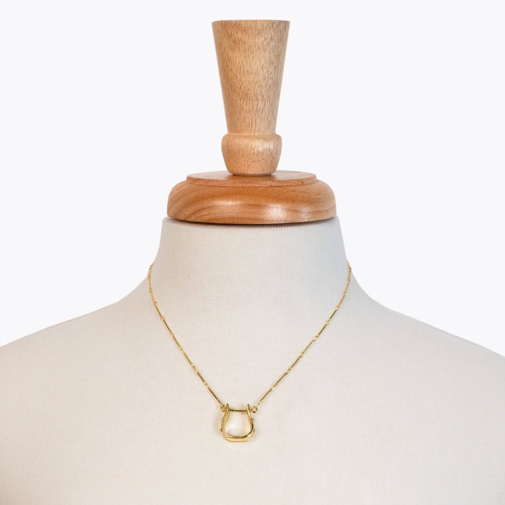 Mesa - Western Horse Stirrup Necklace in Gold