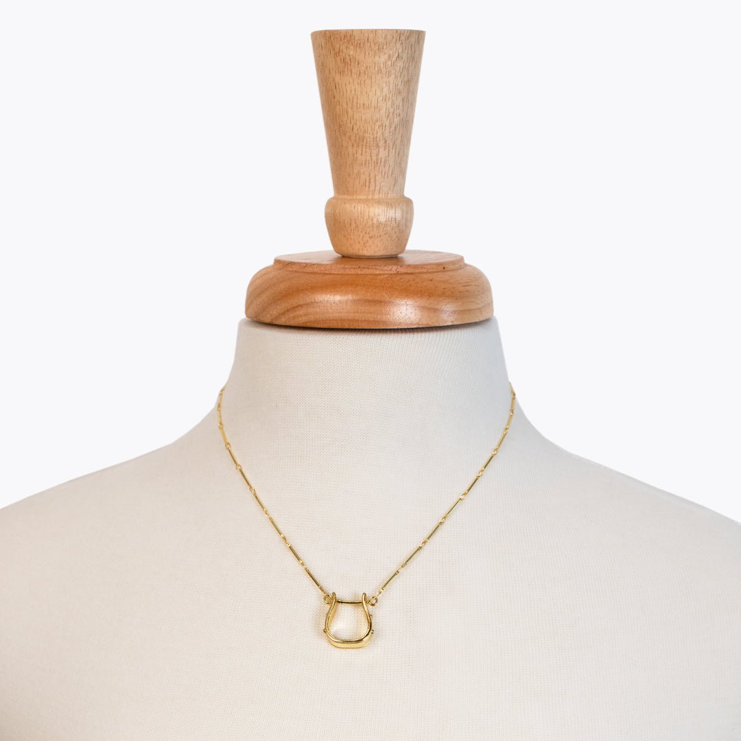 Mesa - Western Horse Stirrup Necklace in Gold