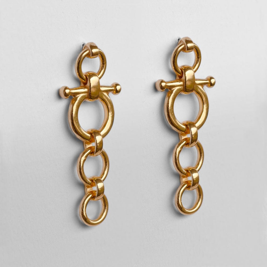 Ocala - Triple Horse Bit Equestrian Earring in Gold