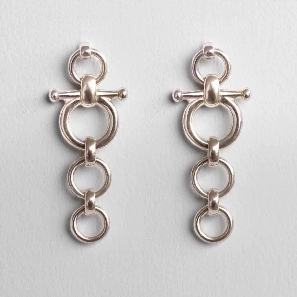 Ocala - Triple Horse Bit Equestrian Earring in Silver