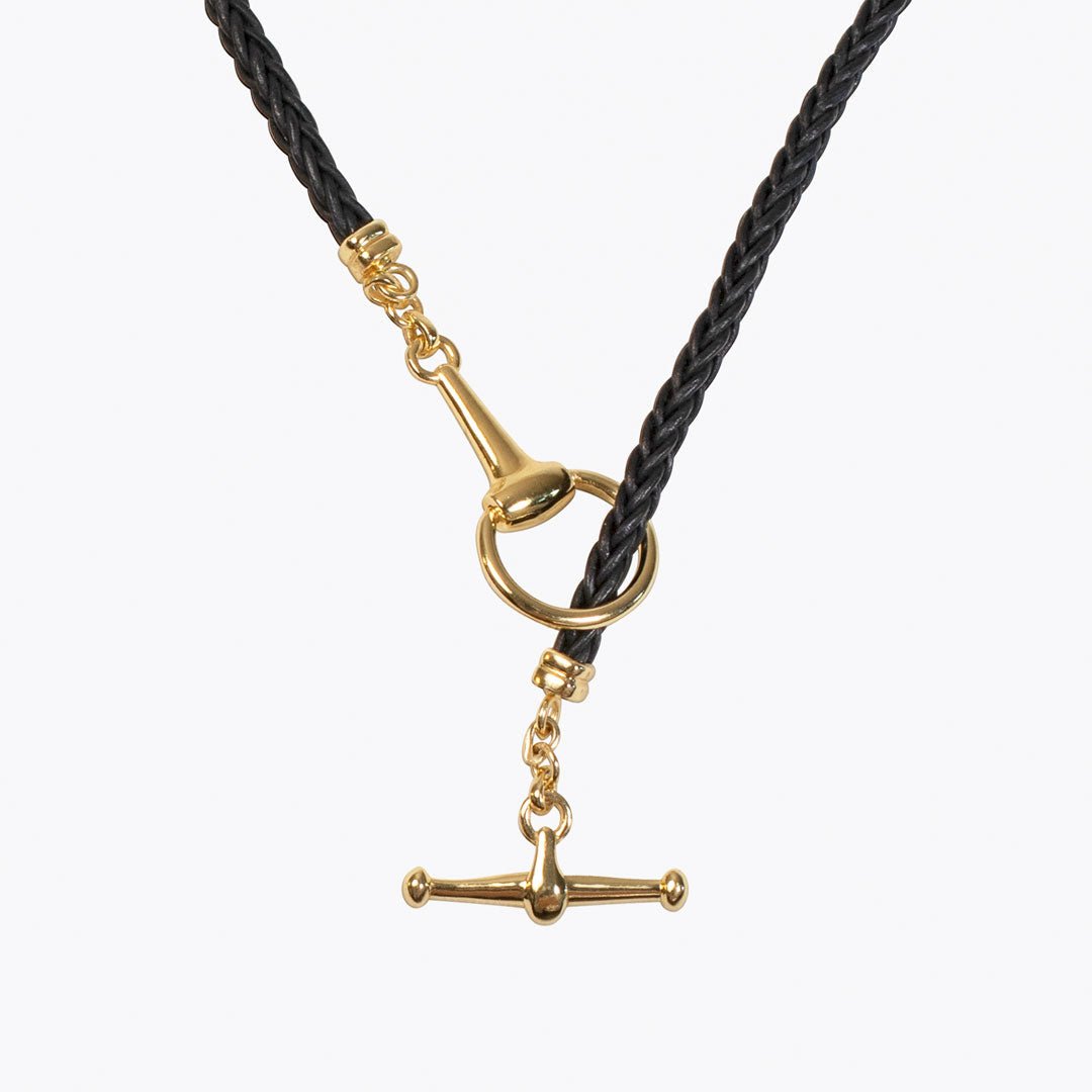 Odeza - Horse Bit Toggle Equestrian Necklace Black and Gold