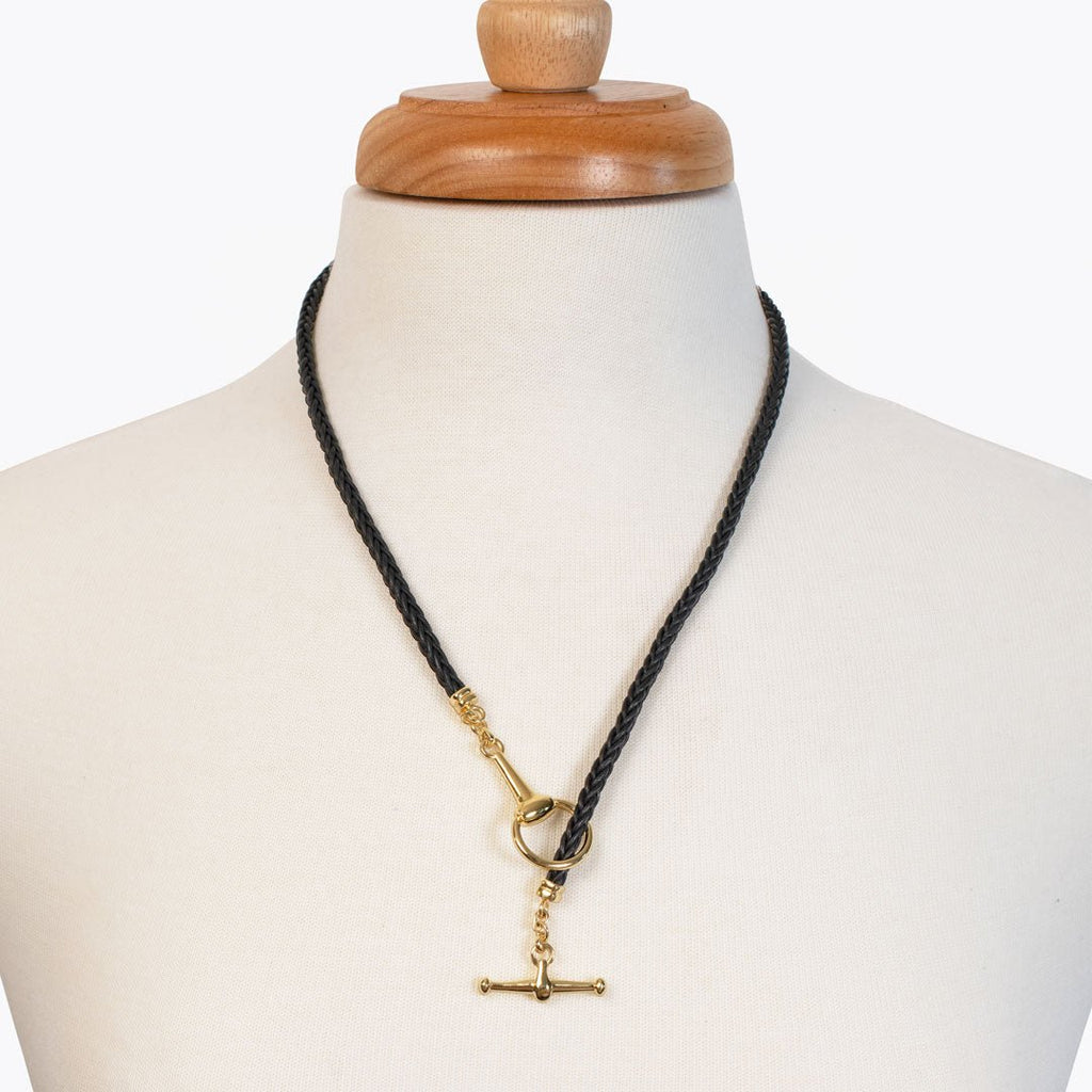 Odeza - Horse Bit Toggle Equestrian Necklace Black and Gold