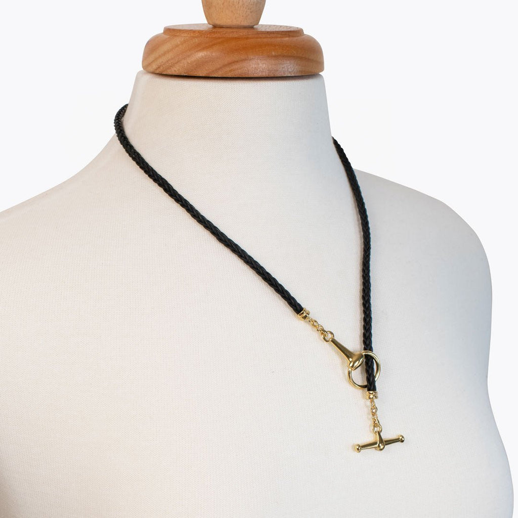 Odeza - Horse Bit Toggle Equestrian Necklace Black and Gold
