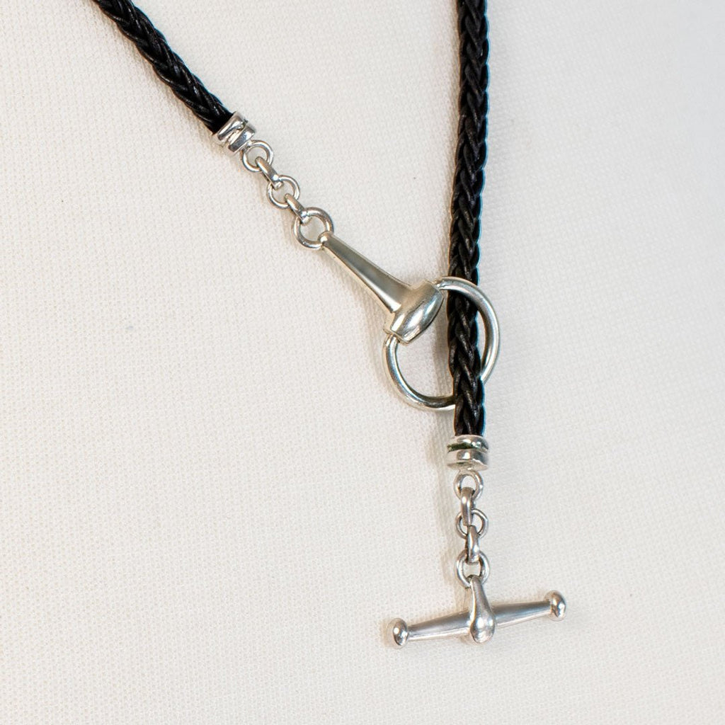 Odeza - Horse Bit Toggle Equestrian Necklace Black and Silver