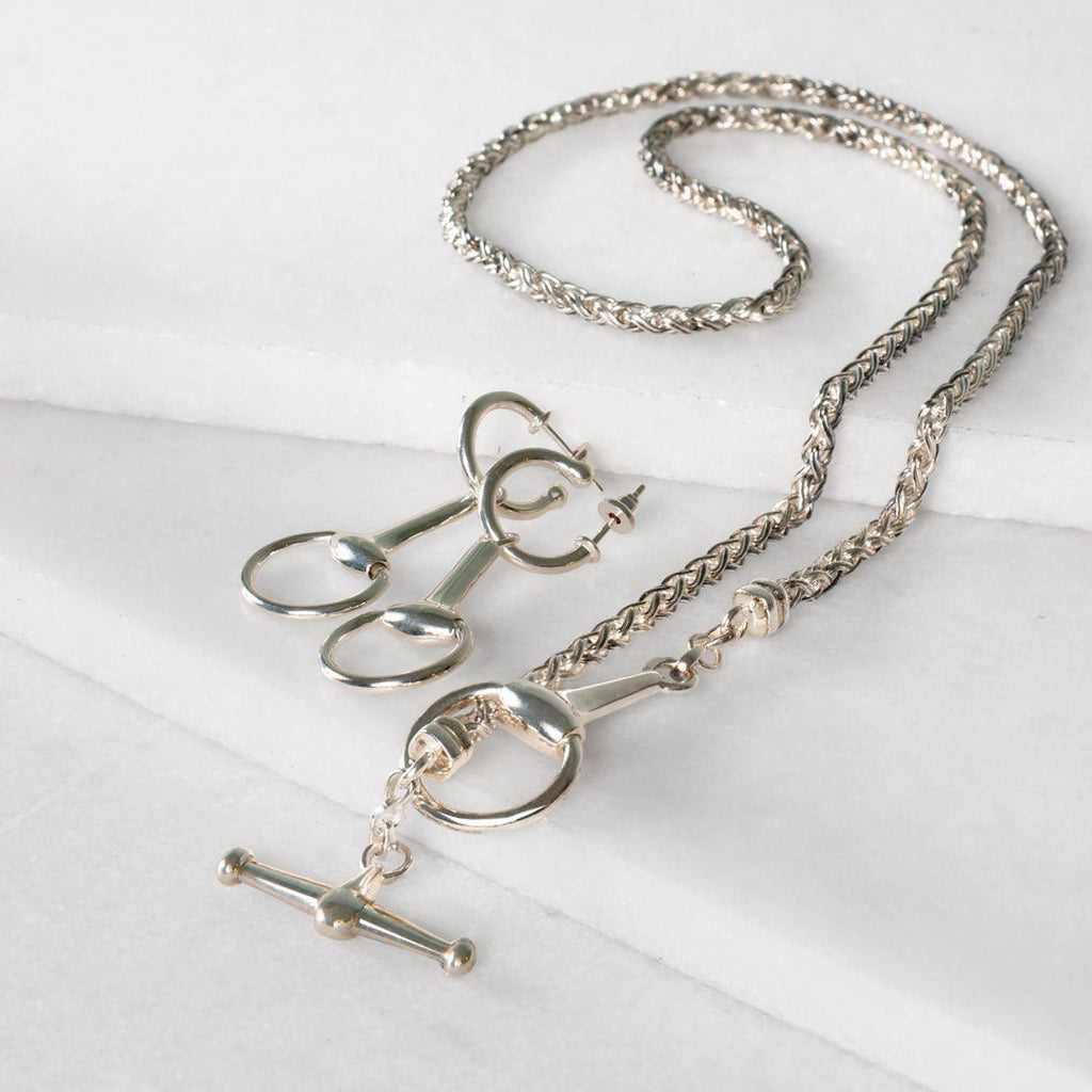 Odeza - Horse Bit Toggle Equestrian Necklace Black and Silver