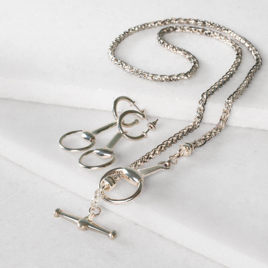 Odeza - Horse Bit Toggle Equestrian Necklace Black and Silver