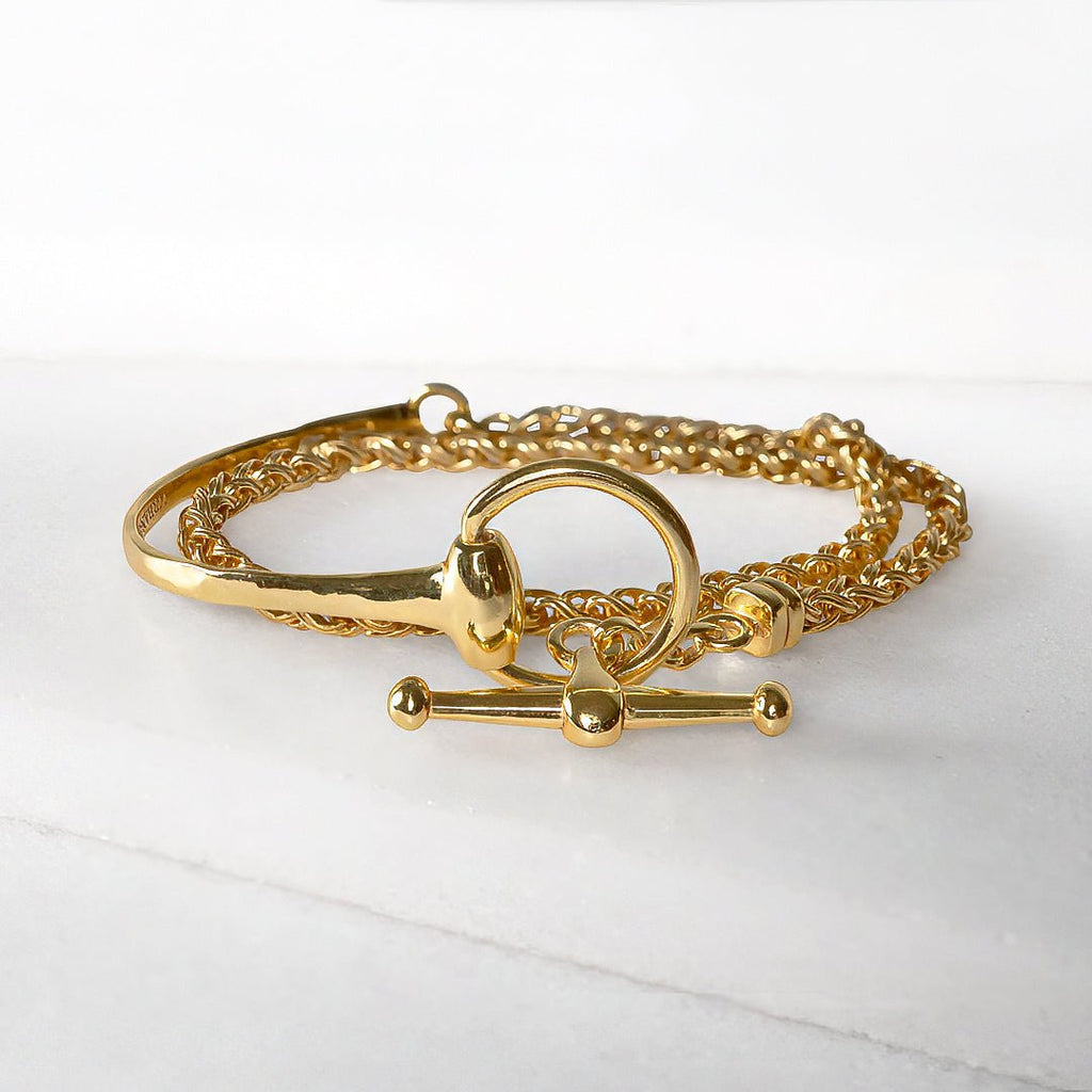 Odeza - Wrap Around Horse Bit Bracelet in Gold & Black
