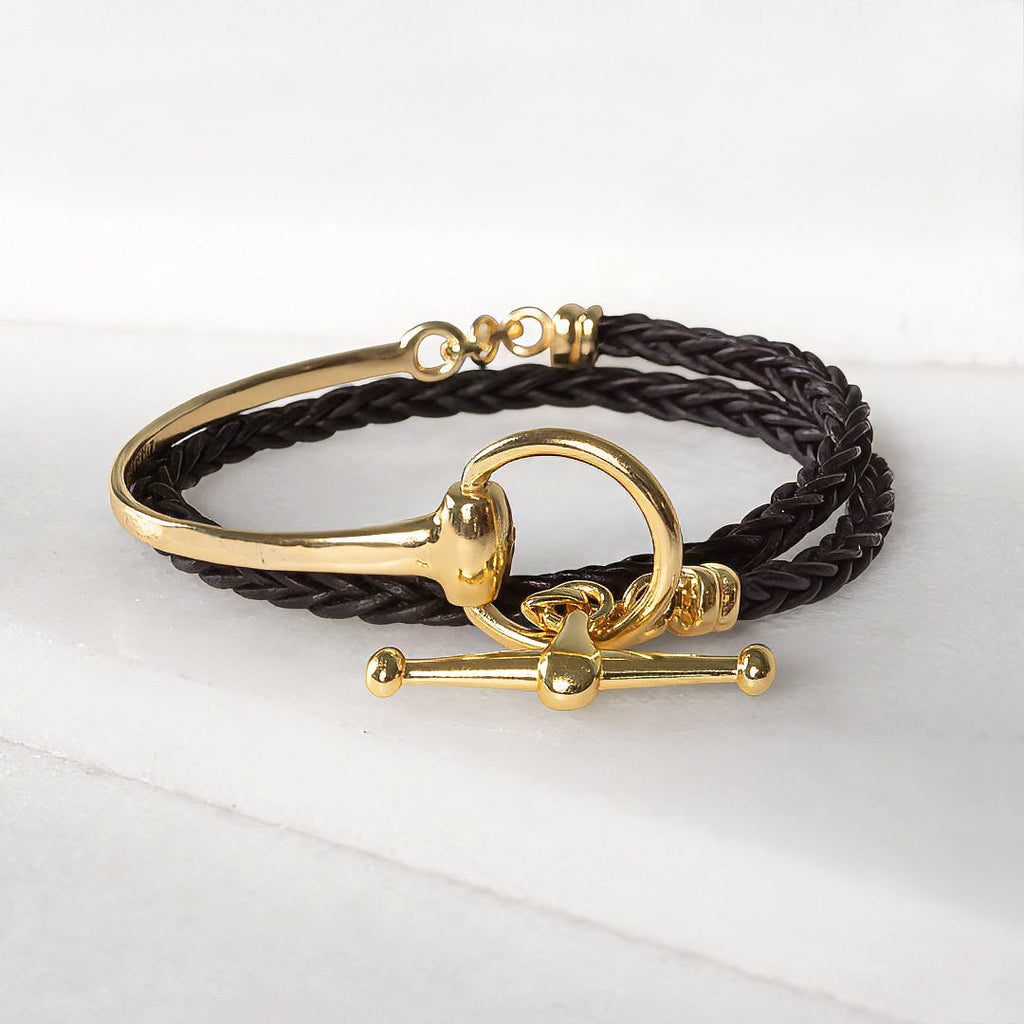 Odeza - Wrap Around Horse Bit Bracelet in Gold & Black