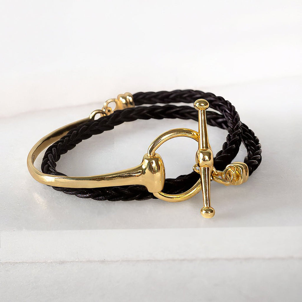 Odeza - Wrap Around Horse Bit Bracelet in Gold & Black