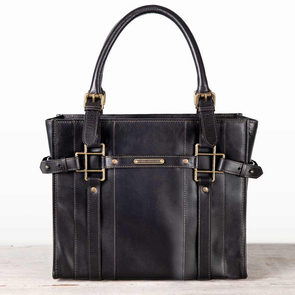 Paddock -  Halter Tote Luxury Leather Handbag in Black