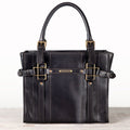 Paddock -  Halter Tote Luxury Leather Handbag in Black