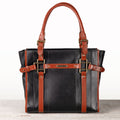 Paddock -  Halter Tote Luxury Leather Handbag in Cognac on Black