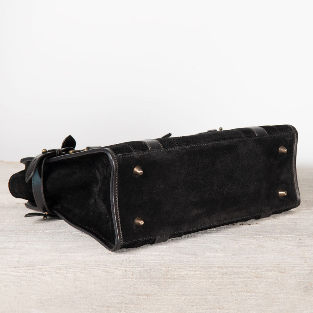 Paddock -  Halter Tote Luxury Leather Handbag in Black on Black
