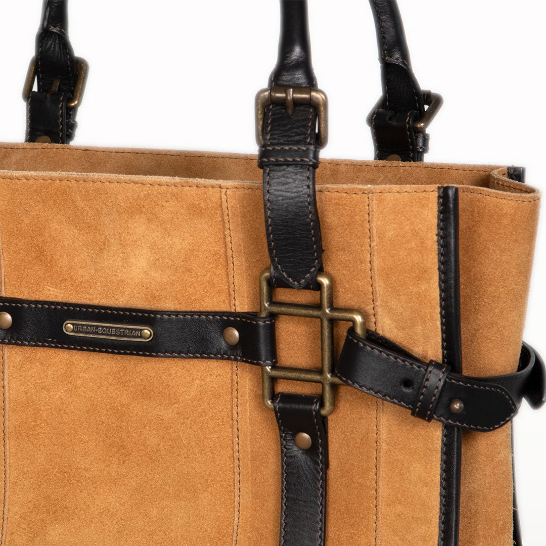 Paddock - Halter Tote Bag Luxury Leather Handbag in Black on Chestnut
