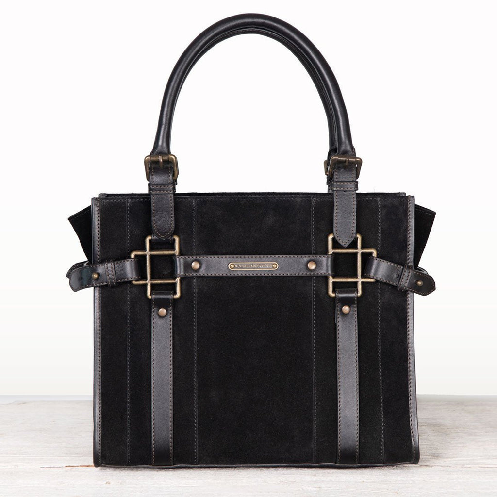 Paddock -  Halter Tote Luxury Leather Handbag in Black on Black