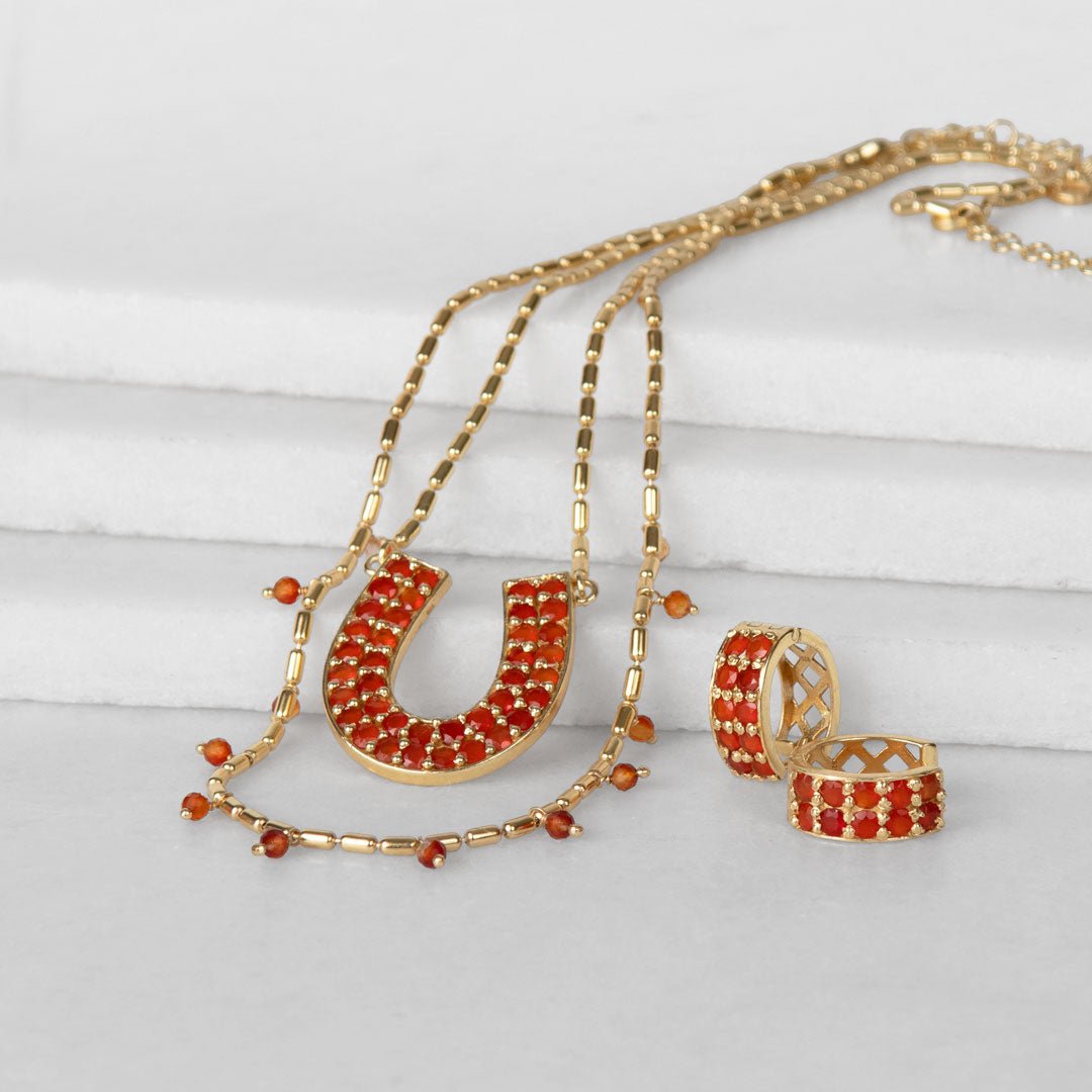 Prism - Carnelian Horseshoe Coin Equestrian Bracelet