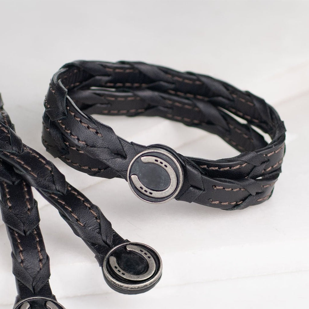Rialto - Double Wrap Horseshoe Snap Bracelet in Pewter