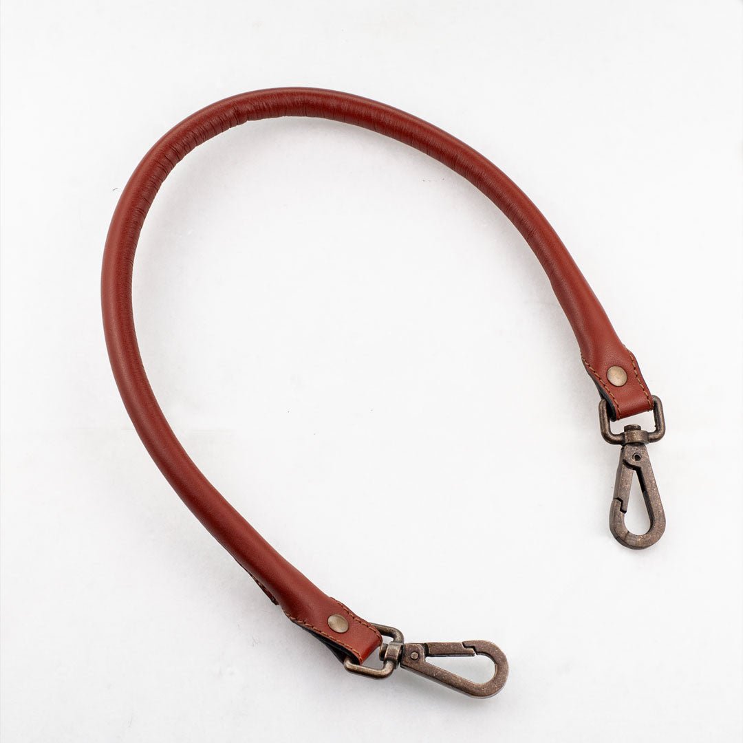 Rolled Elbow - Cognac Italian Leather Strap with Antique Brass