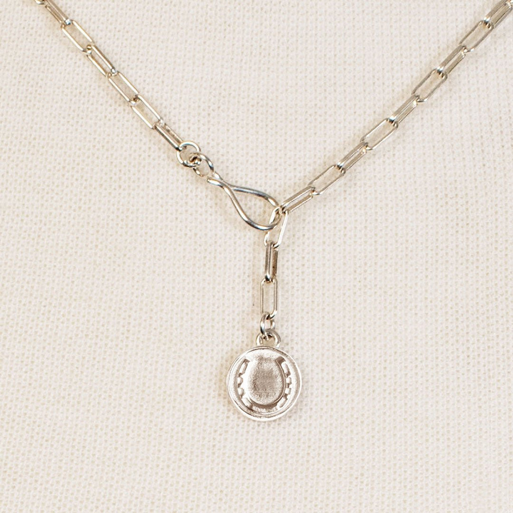 Roxy - Paperclip Chain w/ Horseshoe Coin - Large Link in Silver