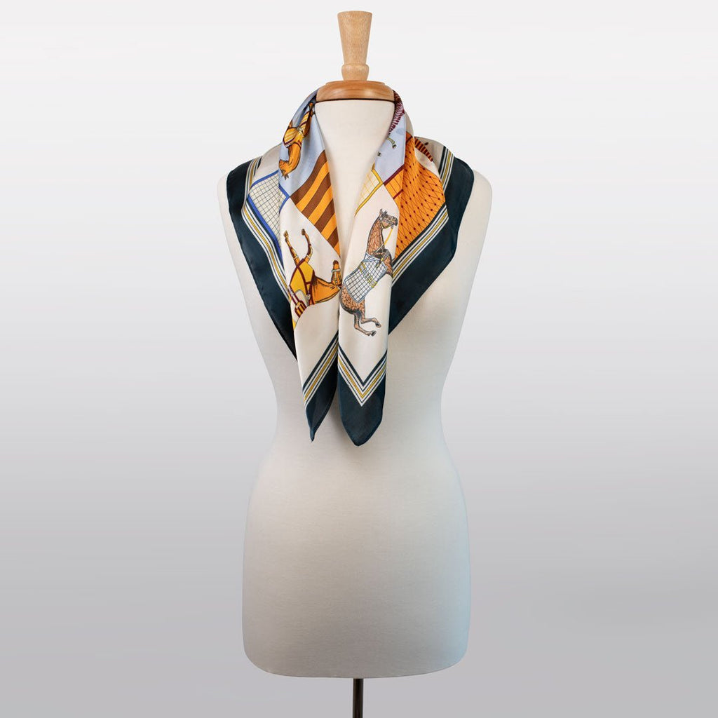 Signature - Stylized Equestrian Scarf in Deep Blue