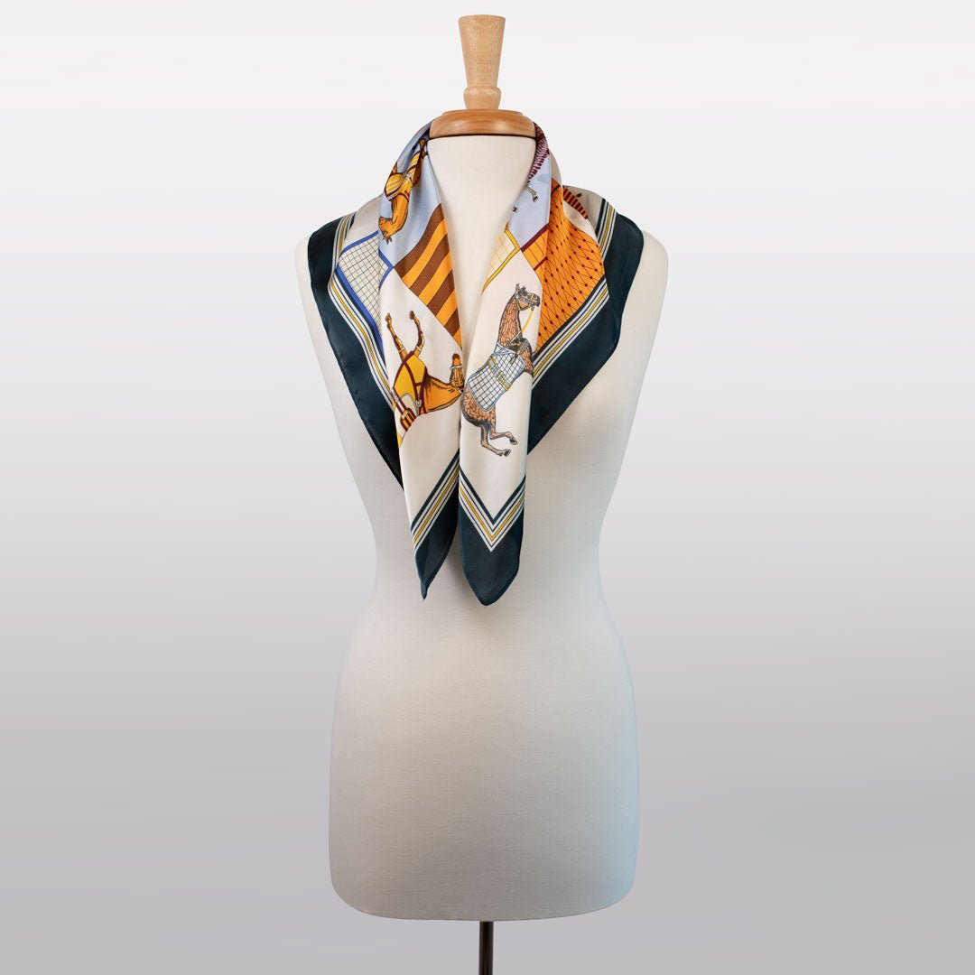 Signature - Stylized Equestrian Scarf in Deep Blue