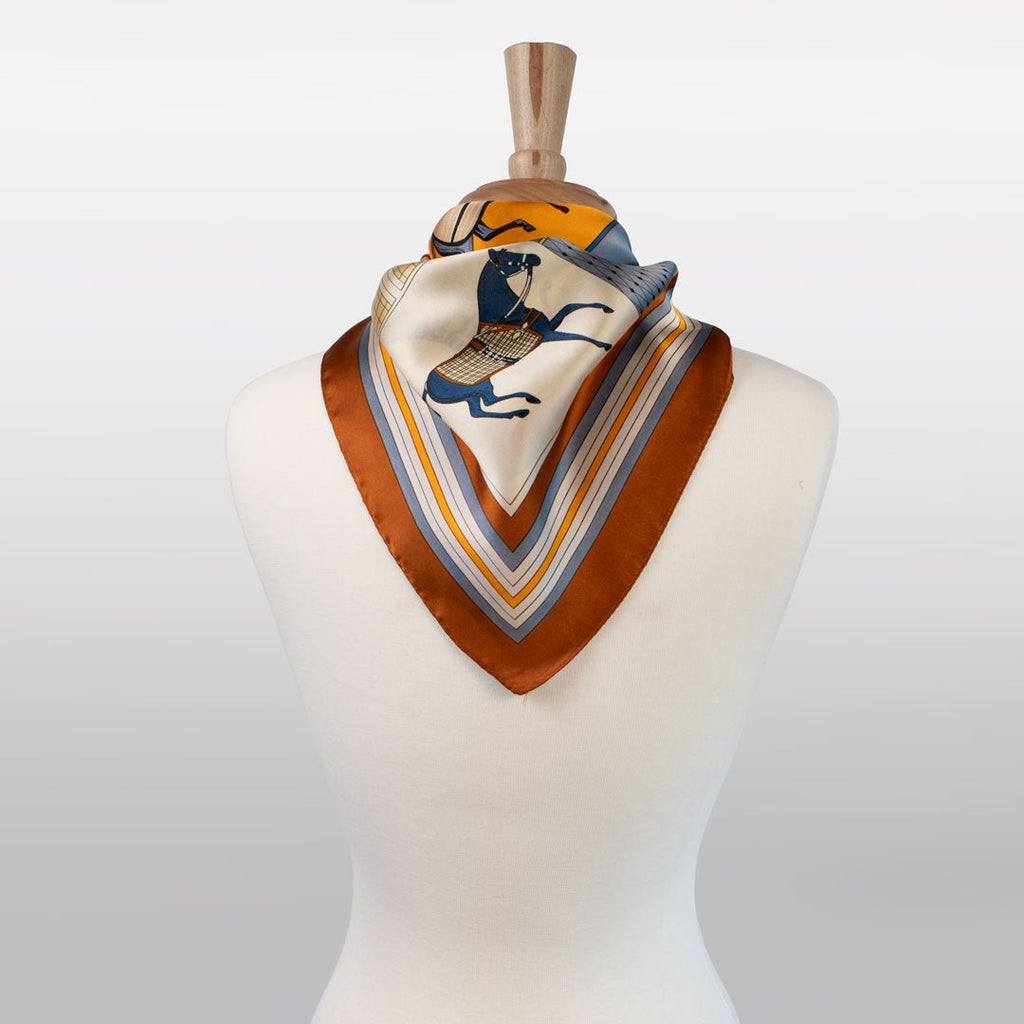 Signature - Stylized Equestrian Scarf in Deep Safron