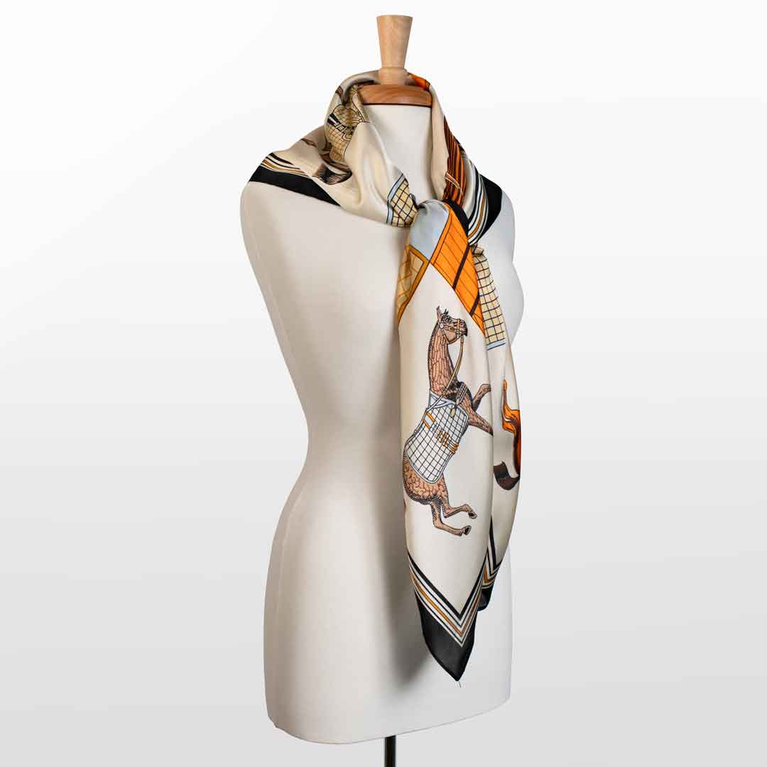 Signature - Oversize Equestrian Scarf in Black