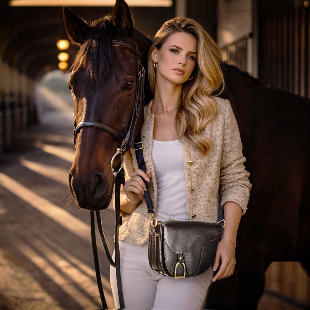 Signature Saddle Bag - Luxury Leather Handbag in Black