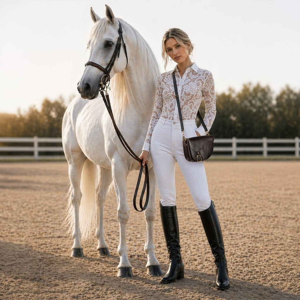 Signature Saddle Bag - Luxury Leather Handbag in Black