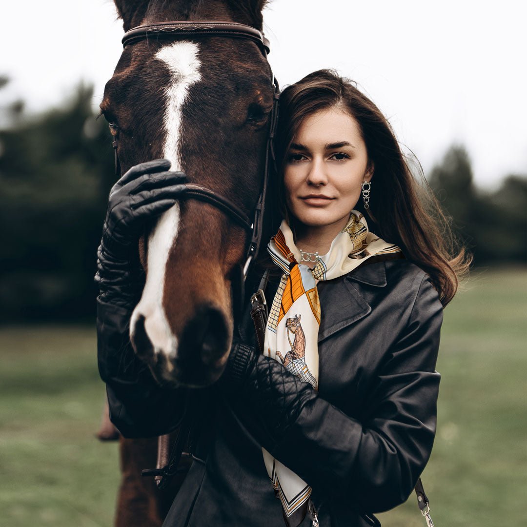 Signature - Stylized Equestrian Scarf in Black