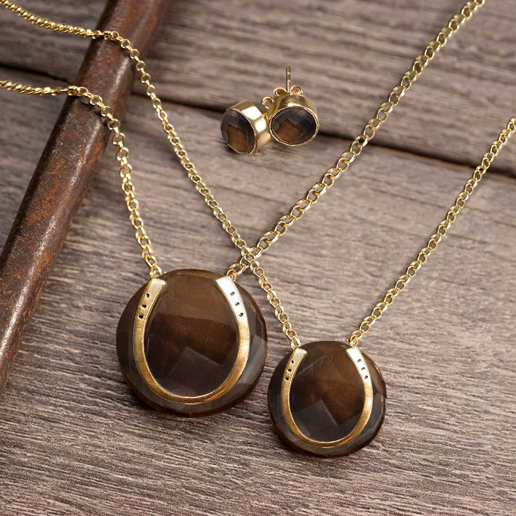 Smokey Topaz Horseshoe Necklace