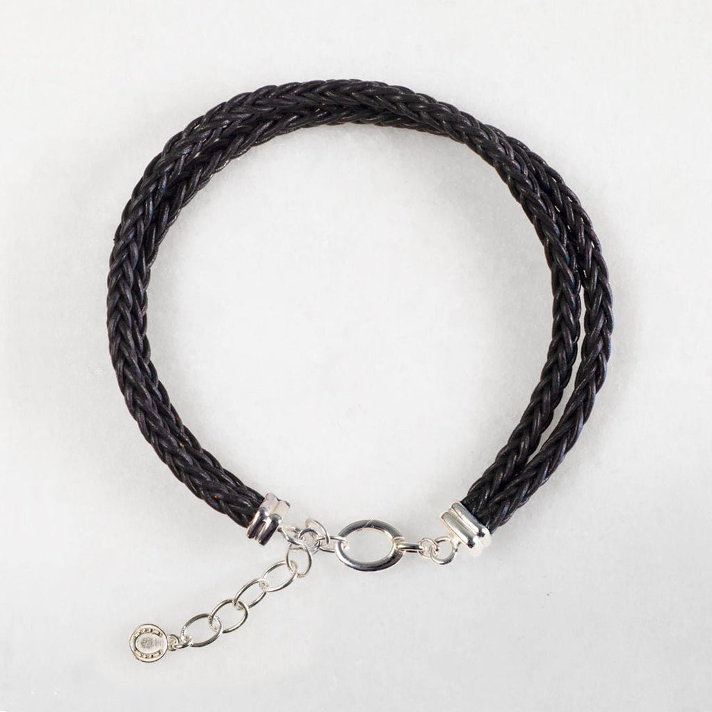 Tally - Braided Leather Horseshoe Coin Bracelet in Black