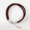 Tally - Braided Leather Horseshoe Coin Bracelet in Brown