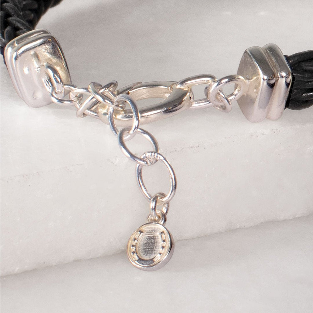 Tally - Braided Leather Horseshoe Coin Bracelet in Brown
