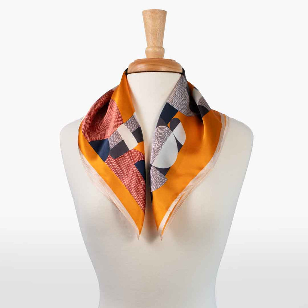 Troie - Stylized Equestrian Scarf in Tangerine